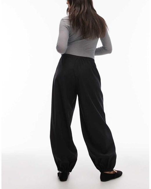 ARKET Black Wool Blend Barrel Leg Trousers