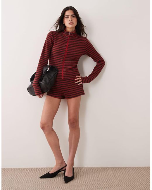 Lioness Red Housewife Knit Micro Shorts