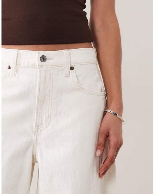 Abercrombie & Fitch White Lightweight Denim High Rise Ultra Wide Pants