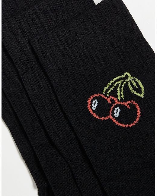 ASOS Black 2 Pack Sport Socks With Dice And Cherry Artwork for men