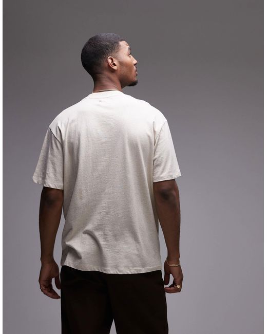 Topman – oversize-t-shirt aus leinenmix in Gray für Herren