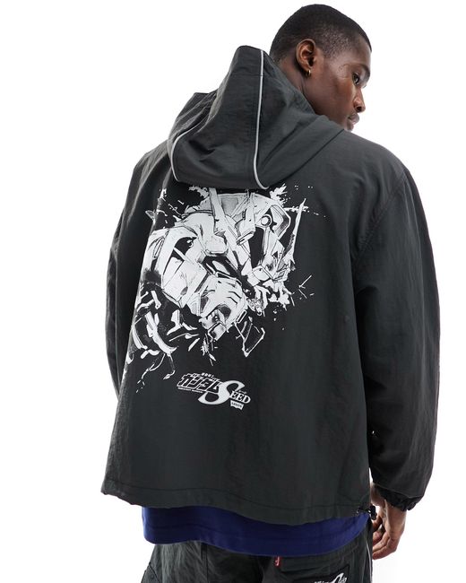 Levi's Gray X Gundam Collab Back Print Boxy Fit Technical Hooded Anorak for men