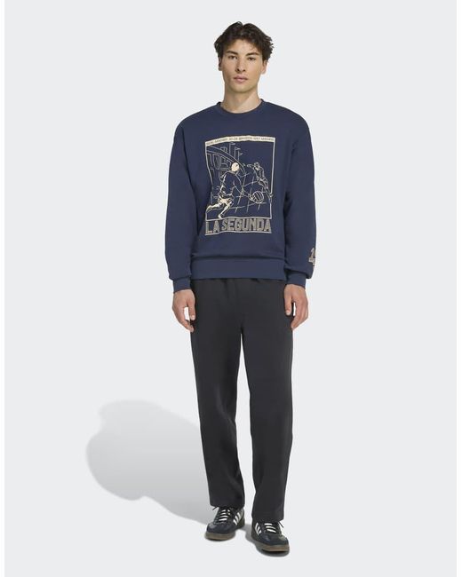 Adidas Originals Blue Real Madrid Heritage Crew Sweat for men