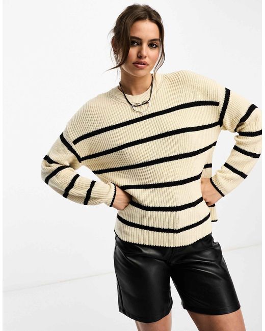 ONLY Natural – gestreifter pullover aus rippstrick