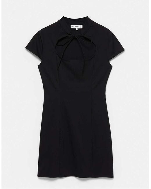 Pull&Bear Black Short Bow Dress