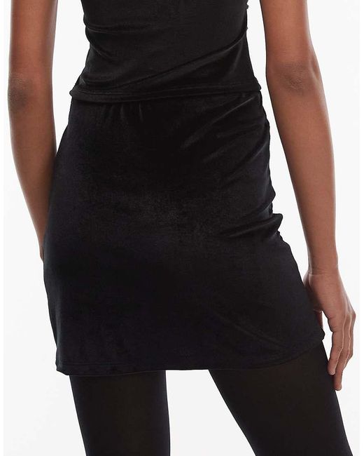 ASOS Black Co-ord Velvet Embroidered Mini Skirt With Drip Bead Detail