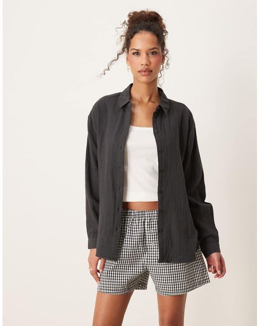 Jdy Gray Long Sleeve Loose Cheesecloth Shirt