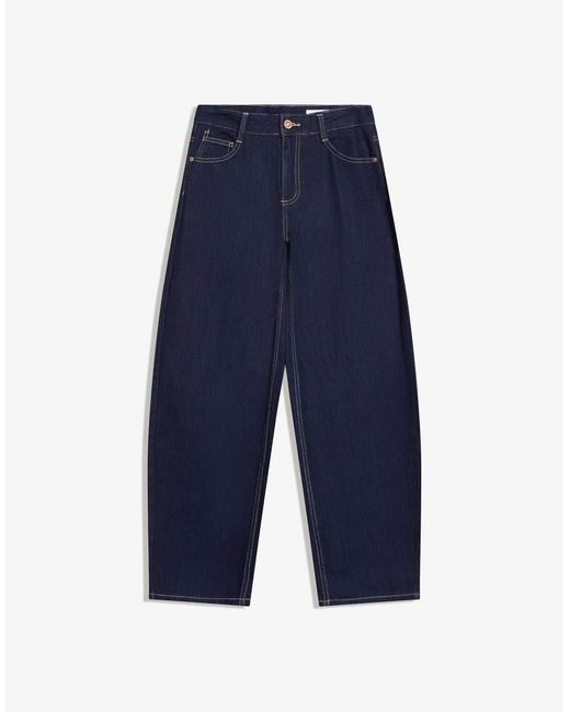 Bershka Blue Low-Rise Baggy Barrel Jeans