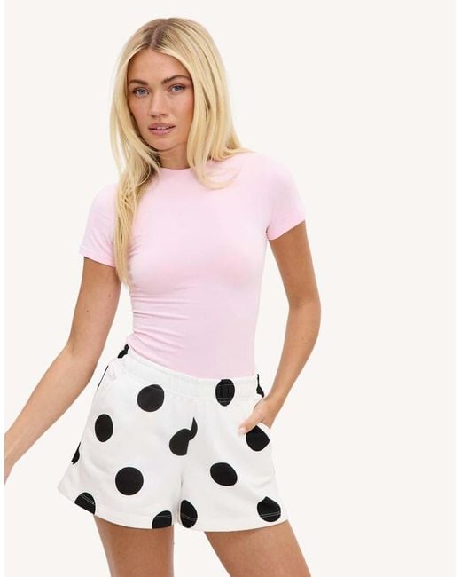 Loavies Natural Never Look Back Shorts With Polka Dots