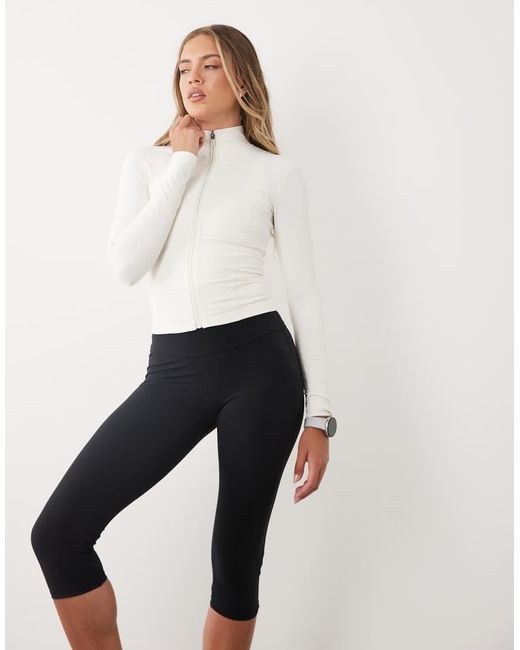 BO+TEE Natural Bo+tee Soft Active Zip Up Seamless Fitted Jacket