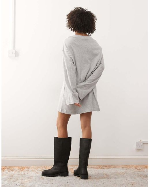 Weekday Natural Oversized Long Sleeve T-shirt Dress