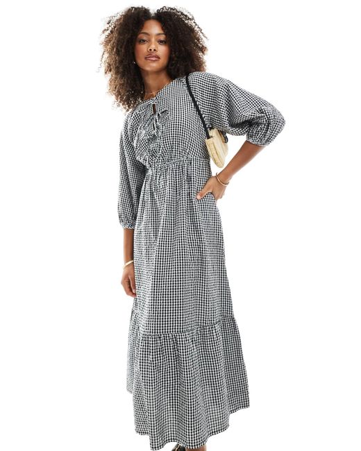 New Look Gray – vorne gebundenes midi-hängerkleid