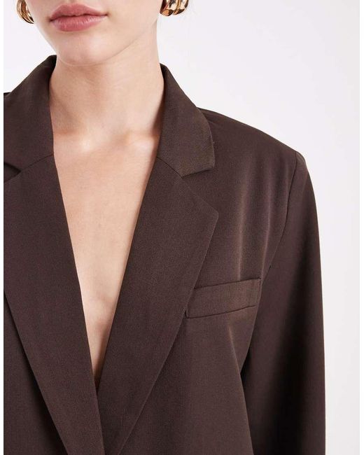Pieces Brown Oversized Tailored Blazer