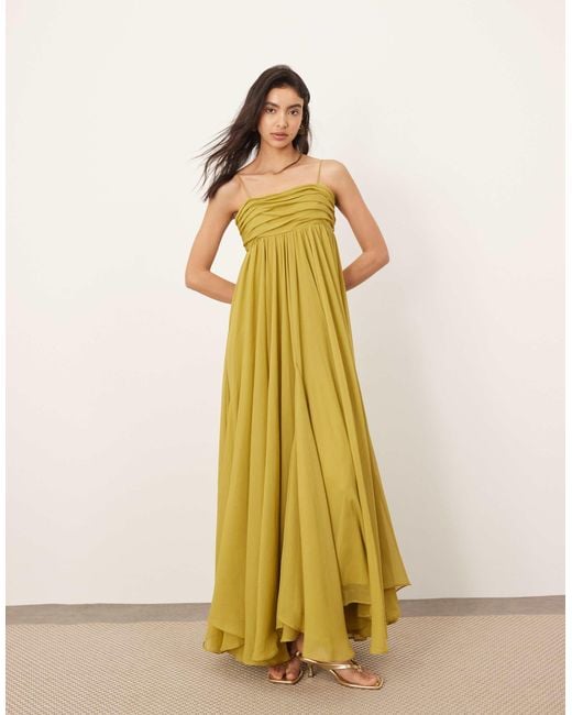 ARRANGE Green Super Full Trapeze Cami Godet Maxi Dress