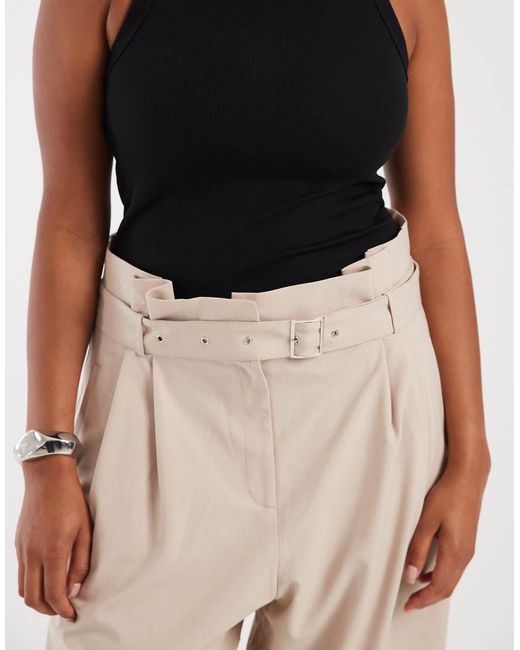 ASOS Natural Curve Tailored Paper Bag Waist Pirate Peg Trousers