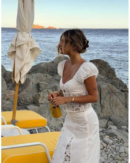 NA-KD White X Audrey Afonso Lace Detail Top