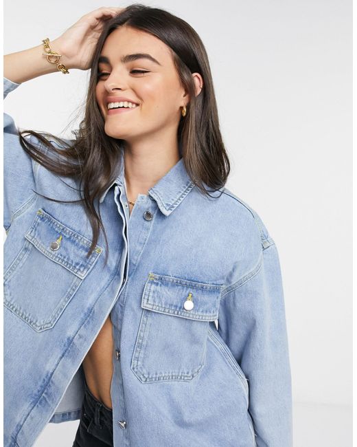topshop oversized denim shacket
