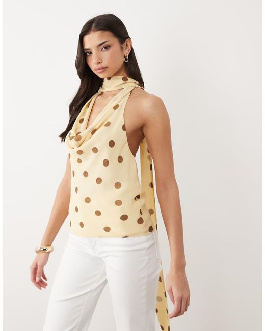 Gina Tricot Natural Halterneck Scarf Top