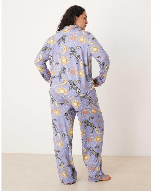 Chelsea Peers Blue Exclusive Curve Long Sleeve And Trouser Set
