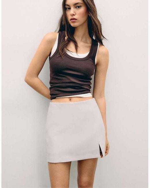 Stradivarius White Skort With Side Split