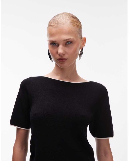 ASOS Black Ruched Side Asymmetric T-shirt