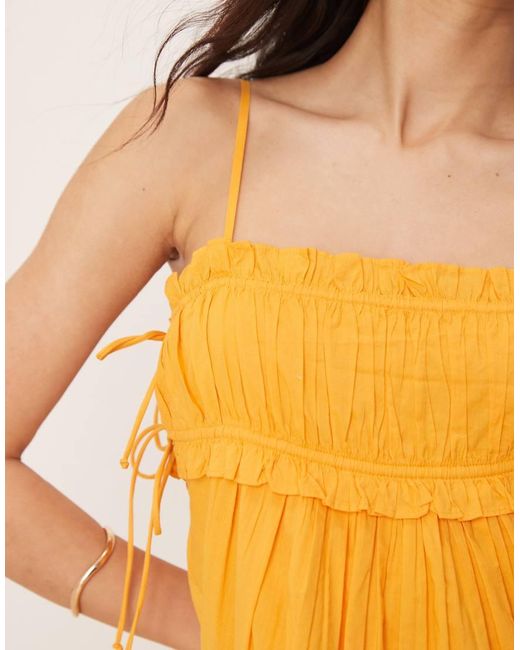 ASOS Yellow Babydoll Mini Dress With Ruffle Hem