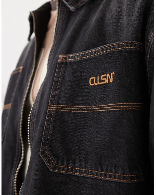 Collusion Black Zip Through Denim Jacket for men
