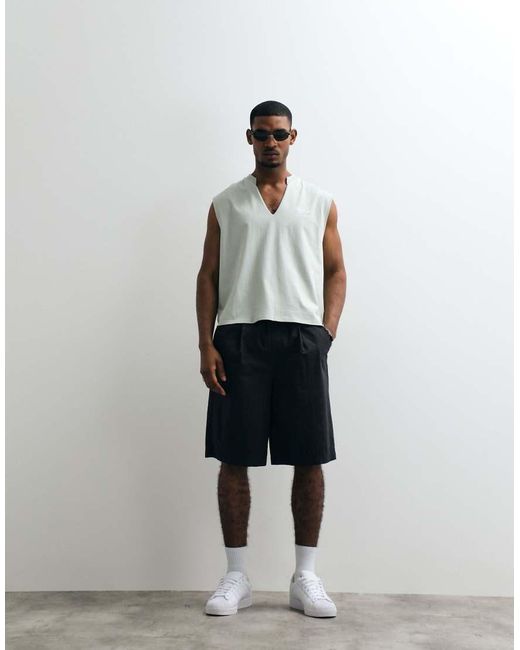 ASOS White Boxy Oversized Tank With V-neck for men