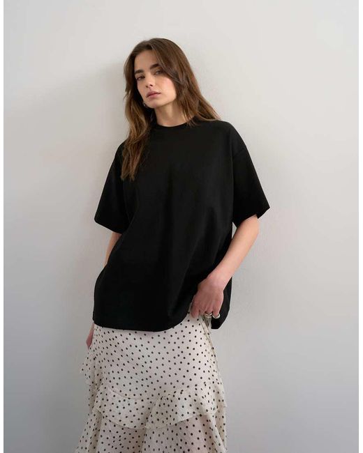 TOPSHOP Black Premium Interlock Oversized Tee
