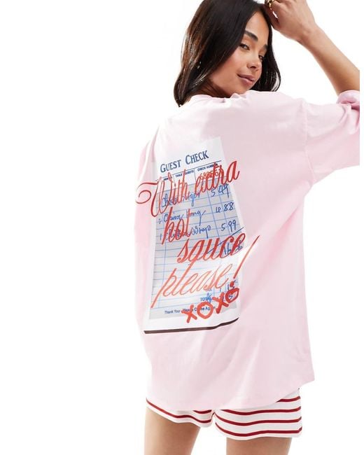 ASOS Pink Oversized T Shirt With Hot Sauce Graphic