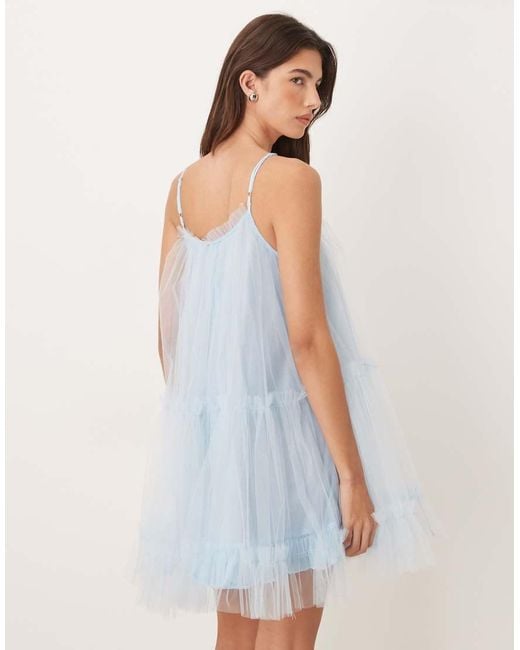 Sister Jane Blue Tulle Cami Babydoll Mini Dress