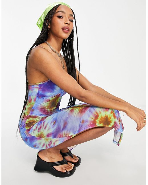 topshop tie dye mesh midi dress