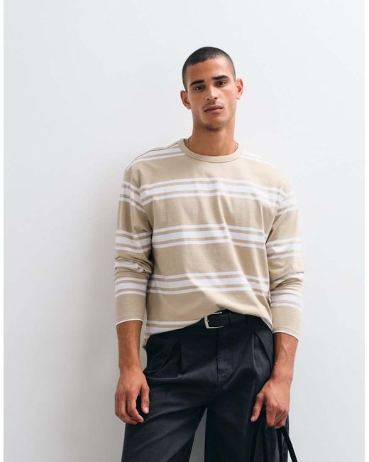 Threadbare Gray Long Sleeve Striped Tee for men