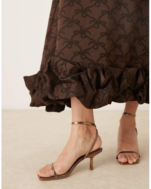 Sister Jane Natural Puff Sleeve Ruffle Hem Midaxi Dress