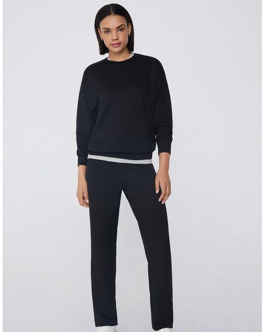 Tezenis Black Soft Touch Viscose Round-Neck Sweatshirt