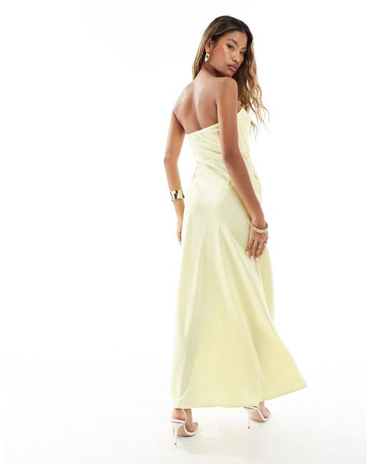 In The Style Metallic Exclusive Satin Bandeau Corsage Cut Out Detail Maxi Dress