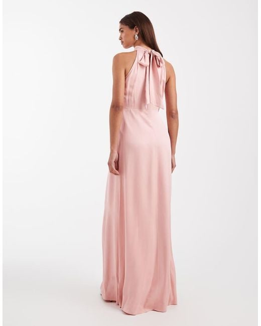 Maids To Measure Pink Bridesmaid Halter Neck Maxi Dress