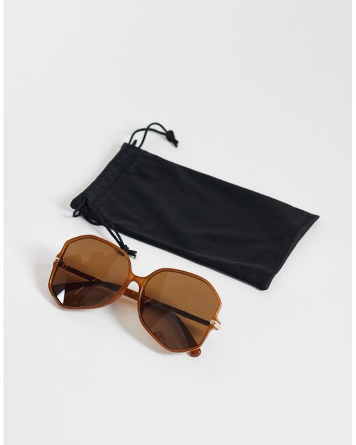 ASOS Brown 70's Angular Frame Sunglasses