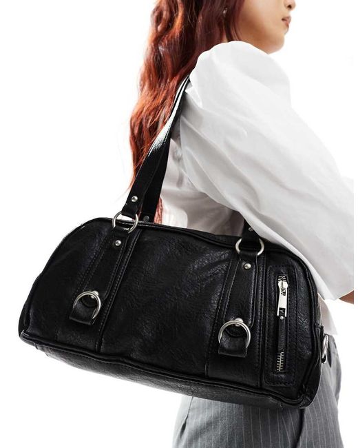 Bershka Black Shoulder Bag With Ring Detail
