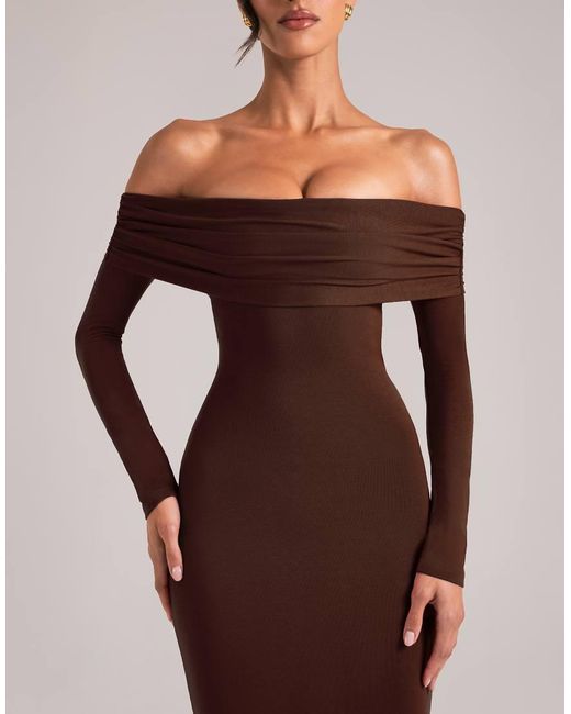 Oh Polly Multicolor Off Shoulder Cut Out Detail Maxi Dress