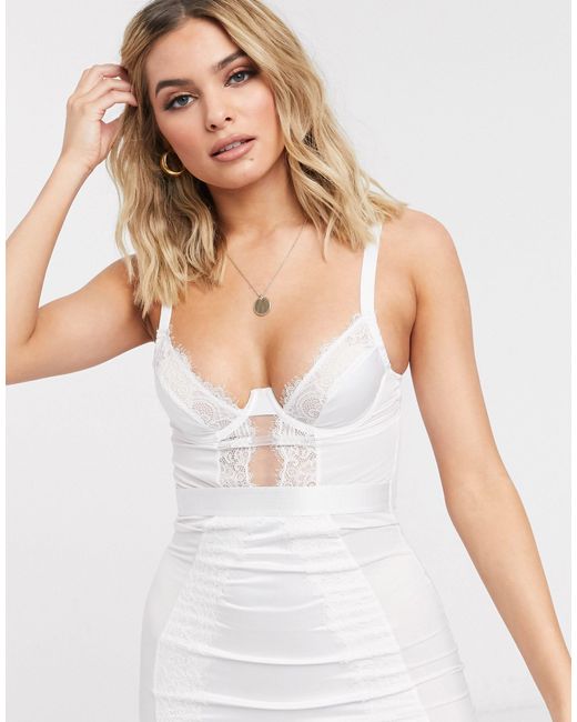 White Sexy Slip Dress Women Underwire Dresses Combination Underdres