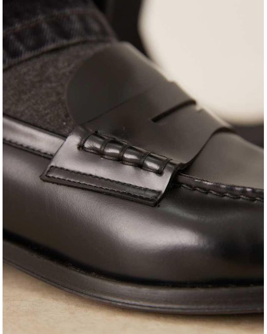 Mango Black Classic Leather Loafer for men