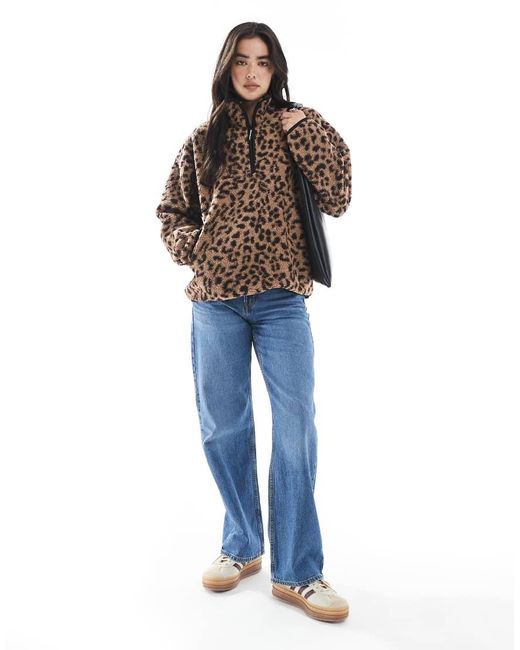 South Beach Brown Printed Borg 1/4 Length Jacket