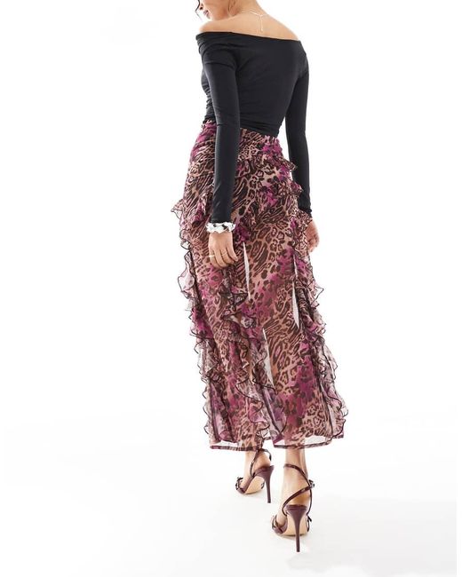 Miss Selfridge Midi-Rok Met Ruches En Stroken in het Red