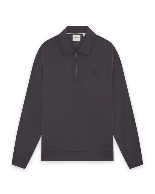 Lyle & Scott Blue Mid Layers Relaxed Collared Interlock Sweatshirt for men