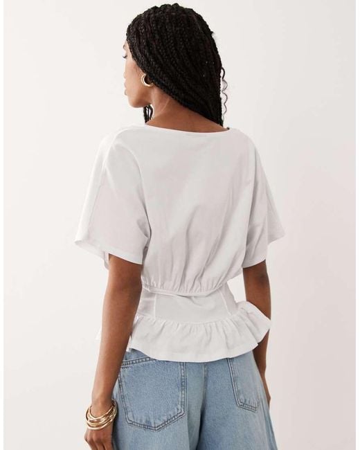ASOS White Gathered Bust Top With Corset Waist