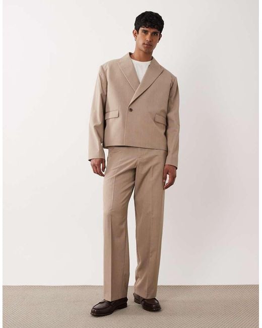 ASOS Natural Boxy Wrap Suit Jacket for men