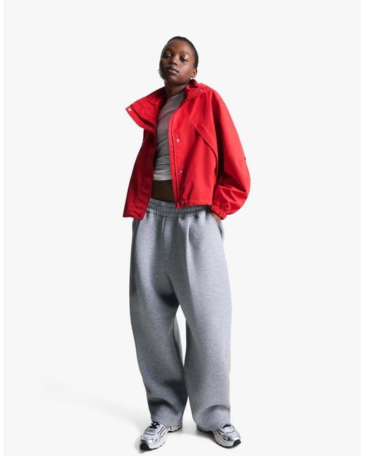 Bershka Red Hooded Technical Jacket