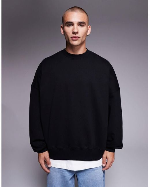 ASOS Men's Blue Premium Heavyweight Extreme Oversized Sweatshirt