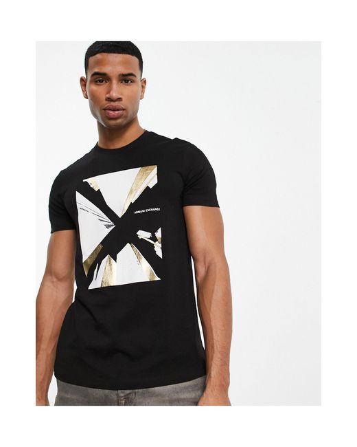 Armani Exchange Print T-shirt in Black for Men | Lyst